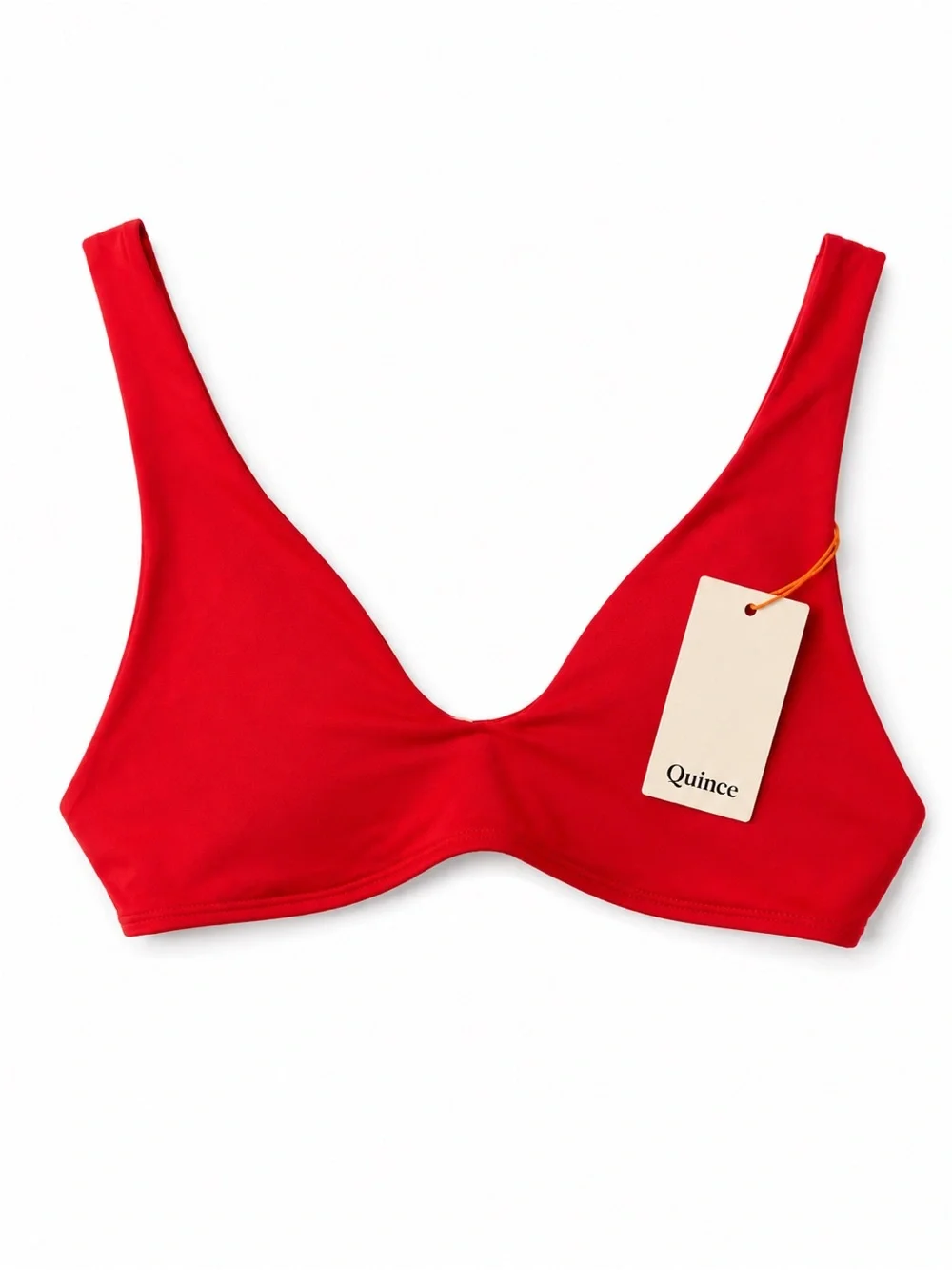 Quince Plunge Bikini Top Cherry Red Size M NWT